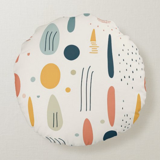 ミニマル抽象芸術ボーホスタイル円枕 ラウンドクッション (裏面)