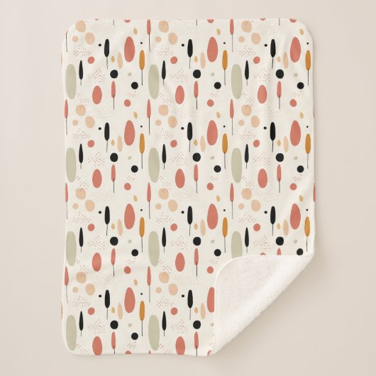 ミニマル抽象芸術ボーホパターン シェルパブランケット (正面)