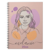 ミニマル抽象芸術ポートレートカスタムモノグラム ノートブック (正面)