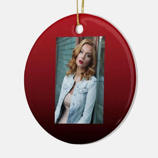 ミニマル抽象芸術マルサラ赤ブルゴーニュのマルーン セラミックオーナメント (左)