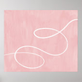 ミニマル抽象芸術モダンアートホワイトストロークのピンク ポスター (正面)