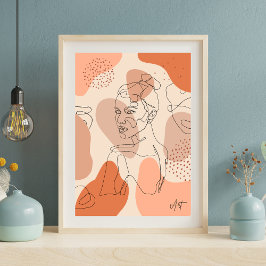ミニマル抽象芸術ラインアートウーマンウォールポスター» ポスター