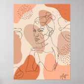 ミニマル抽象芸術ラインアートウーマンウォールポスター» ポスター (正面)