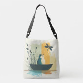 ミニマル抽象芸術レイクチュビーホワイトキャトカヌー クロスボディバッグ (裏面)