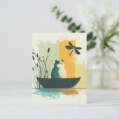 ミニマル抽象芸術レイクチュビーホワイトキャトカヌー シーズンポストカード (スタンド正面)