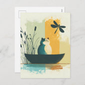 ミニマル抽象芸術レイクチュビーホワイトキャトカヌー シーズンポストカード (正面/裏面)