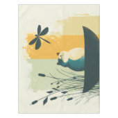 ミニマル抽象芸術レイクチュビーホワイトキャトカヌー テーブルクロス (正面)