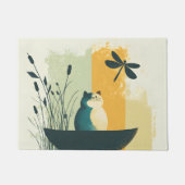 ミニマル抽象芸術レイクチュビーホワイトキャトカヌー ドアマット (正面)