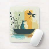 ミニマル抽象芸術レイクチュビーホワイトキャトカヌー マウスパッド (マウス)