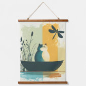 ミニマル抽象芸術レイクチュビーホワイトキャトカヌー 吊り下げ型タペストリー (正面)