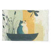 ミニマル抽象芸術レイクチュビーホワイトキャトカヌー 枕カバー (裏面)