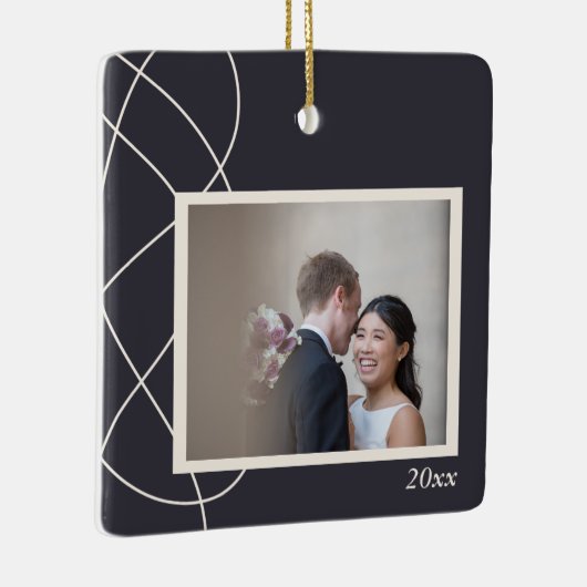 ミニマル抽象芸術写真の背景パーソナライズされた セラミックオーナメント (右)