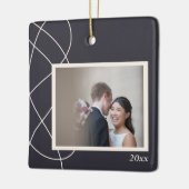 ミニマル抽象芸術写真の背景パーソナライズされた セラミックオーナメント (左)