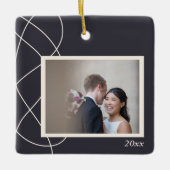 ミニマル抽象芸術写真の背景パーソナライズされた セラミックオーナメント (正面)