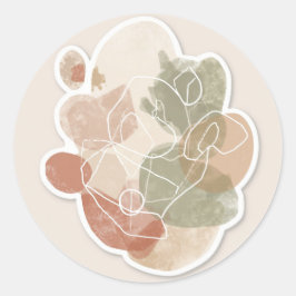 ミニマル抽象芸術図形ステッカー ラウンドシール