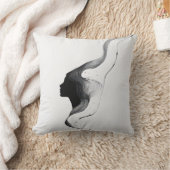 ミニマル抽象芸術女性顔(ラインアートヘア) クッション (ブランケット)