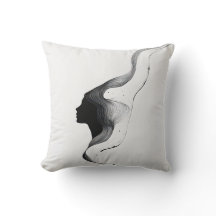 ミニマル抽象芸術女性顔（ラインアートヘア）