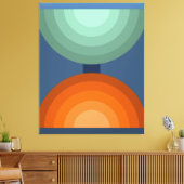 ミニマル抽象芸術幾何学模様アートグリーンブロウトーン キャンバスプリント (インサイチュ (リビング))