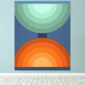 ミニマル抽象芸術幾何学模様アートグリーンブロウトーン キャンバスプリント (インサイチュ (ウッドフロア))