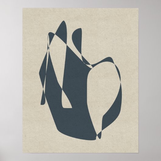 ミニマル抽象芸術幾何学灰色ニュートラルシェイプ ポスター (正面)