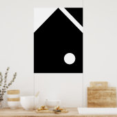 ミニマル抽象芸術幾何学的アート | 黒はっきりしたと ポスター (キッチン)