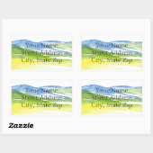 ミニマル抽象芸術水彩ヒルズ2ラベル 長方形シール (シート)