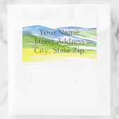 ミニマル抽象芸術水彩ヒルズ2ラベル 長方形シール (バッグ)