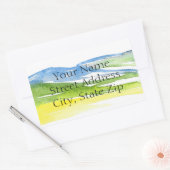 ミニマル抽象芸術水彩ヒルズ2ラベル 長方形シール (封筒)