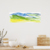 ミニマル抽象芸術水彩ヒルズ2 ポスター (キッチン)