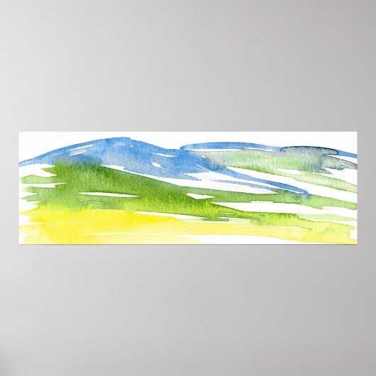 ミニマル抽象芸術水彩ヒルズ2 ポスター (正面)