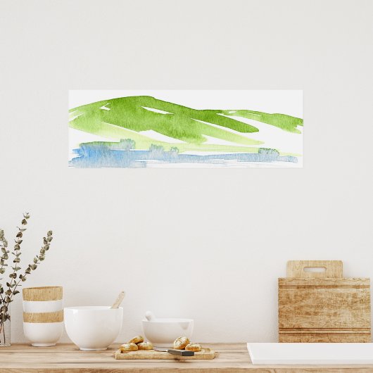 ミニマル抽象芸術水彩ヒルズ3ポスター ポスター (キッチン)