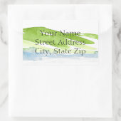 ミニマル抽象芸術水彩ヒルズ3ラベル 長方形シール (バッグ)