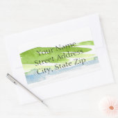 ミニマル抽象芸術水彩ヒルズ3ラベル 長方形シール (封筒)