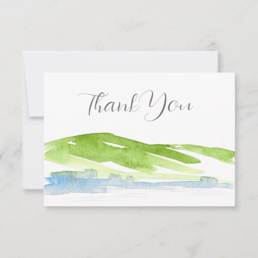 ミニマル抽象芸術水彩ヒルズ3 サンキューカード (正面)