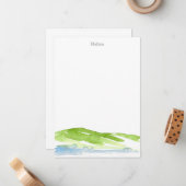 ミニマル抽象芸術水彩ヒルズ3 ノートカード (正面/裏面インサイチュ)