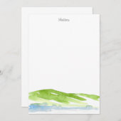 ミニマル抽象芸術水彩ヒルズ3 ノートカード (正面/裏面)