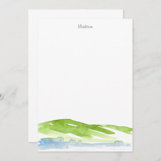 ミニマル抽象芸術水彩ヒルズ3 ノートカード (正面/裏面)