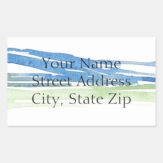 ミニマル抽象芸術水彩ヒルズ4ラベル 長方形シール (正面)