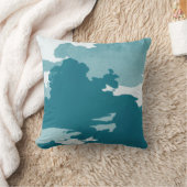 ミニマル抽象芸術水彩雲 |ティール（緑がかった色） クッション (ブランケット)