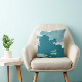 ミニマル抽象芸術水彩雲 |ティール（緑がかった色） クッション (椅子)