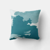 ミニマル抽象芸術水彩雲 |ティール（緑がかった色） クッション (裏面)
