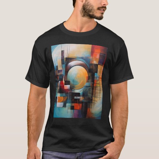 ミニマル抽象芸術油内の幾何学的パターン Tシャツ (正面)