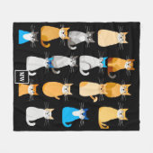 ミニマル抽象芸術猫コラージュモノグラム フリースブランケット (正面(横))