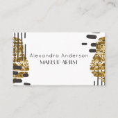 ミニマル抽象芸術白黒金ゴールドプロフェッショナル 名刺 (正面)