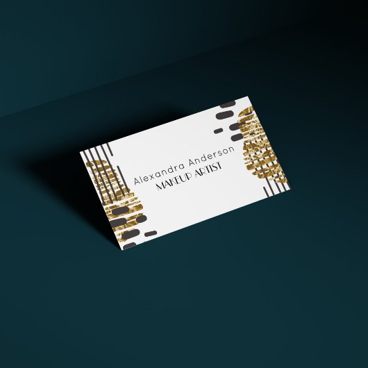 ミニマル抽象芸術白黒金ゴールドプロフェッショナル 名刺