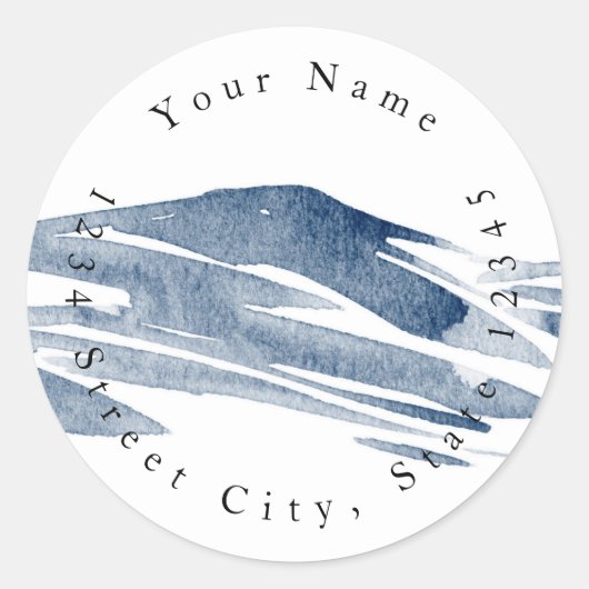 ミニマル抽象芸術石板水彩ヒルズラベル ラウンドシール (正面)