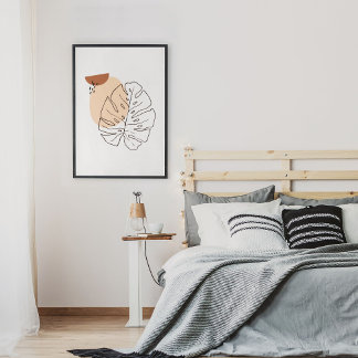 ミニマル抽象芸術顔ポートレートラインアートスケッチ ポスター