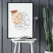 ミニマル抽象芸術顔ポートレートラインアートスケッチ ポスター