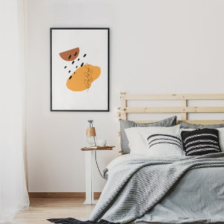 ミニマル抽象芸術顔ポートレートラインアートスケッチ ポスター