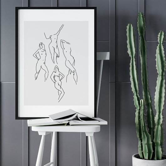 ミニマル抽象芸術顔ポートレートラインアートスケッチ ポスター